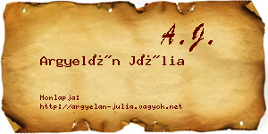 Argyelán Júlia névjegykártya